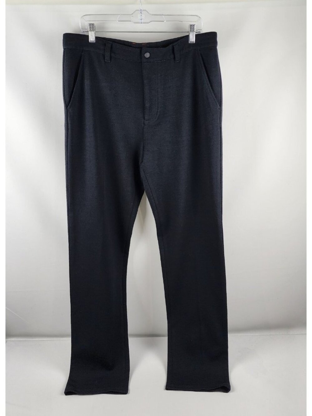 QOR Pants Mens L Black Performance Straight Leg Wool Dress Pants (36x34)